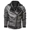 Herrvinterfleece motorcykel skinnjacka plus sammet tjock retro vintage fritid manlig outkl￤der varma kashmir inre rockar 220819