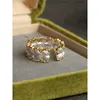 محفورة محفورة بالذهب الحرف Ginkgo Leaf Open Ring Women 18K مطلي بتصميم متخصصة مفتوحة