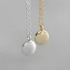 100% 925 Sterling Silver Layer Round Pendant Halsband Guldfärg Geometrisk charmhalsband för kvinnors smycken