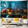 Tapis mural suspendu pour Halloween, Style Boho, citrouille, sorcellerie psychédélique, décoration abstraite pour la maison, vacances, J220804