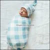 Mantas Swaddling Baby Muslin Swaddle Wrap Manta Plaid Wraps Nursery Ropa de cama Toalla Infantil Paño envuelto con sombrero Mxho Mxhome Dhtmi