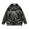 Men High Street Sweater Vintage Distressed Skull Graffiti Knitted Pullovers Women Cotton Harajuku Causal Loose Sweaters Autumn 220819