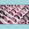 Pierścienie zespołu nowe pięknie fioletowe czarne okrągłe solidne jadear/agat klejnot klejnot biżuteria 20pcs partie upuszczanie dostawy 2021 dhgirlsshop dhdst