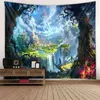 Fairytale dromerige tapijtwand hangen psychedelic enorme paddenstoel kasteel hekserij hippie's kamer decor tapijten j220804