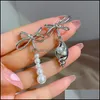 Dangle Chandelier Unusual Asymmetry Shell Bowknot Pearl Long Drop Earrings Elegant Sweet Conch Statement For Women Fashion Bdesybag Dhhvi