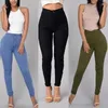 Kvinnor jeans mode fasta leggings sexig fitness hög midja byxor kvinnliga vita svartblå mager modekläder 220819