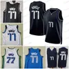 Novo MVP Luka 77 Jersey Azul da Marinha Dirk Nowitzki Mesh Green Retro Retro Men Basquete Vintage Jerseys Retorno Dtitched