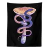 Grzybowy dywan wiszący czarny gobelin kolorowy wąż graficzny dywaniki estetyczne salon sypialnia wystrój domu J220804