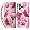 Armband Magnetic Folio Flower Print Telefonfodral f￶r Samsung Galaxy A13 5G A33 A53 A73 A12 A32 A42 A52 A72 A22 A32Lite A51 A71 A21S A31 Marmorl￤derpl￥nbok F￤stskal