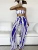 Women's Swimwear European and American New Tube Top Sexy Bikini Stripe Net Falbala Trousers Style Three Piece Swimsuit