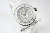 EAST J13 33mm H2422 Swiss Quartz Ladies Watch White Korea Ceramic MOP Dial Diamonds Markers Ceramics Bracelet Super Edition Womens Watches Puretime