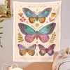 Vintage Butterfly Wall Hanging Rugs Illustration Estetic Tapestry Graphic Carpet Colorful Decor Art J220804