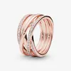 Srebrne koraliki splecione pierścień Pandora Rose Clear CZ Authentic 925 Sterling Charms pasuje do europejskiej biżuterii Naszyjnik Andy Jewel 180919cz