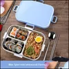 Geschirr-Sets Oneup 304 Edelstahl Thermo-Lunchbox Tragbarer auslaufsicherer Bento 1000 ml Vorratsbehälter mit Geschirr Yydhhome Dheu0