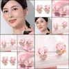 Серьги с очарованием Love Pink Crystal Diamond Hibiscus камень животные Sier Jewelry Drop 2021 DHSELLER2010 DH4RA