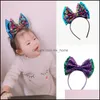 Haarschmuck Neue Europa Baby Mädchen Pailletten Bowknot Verschluss Kinder Colorf Haarband Stirnband Prinzessin Kind Tanz Performance Acc Mxhome Dhjs2