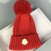 Designer Inverno Cappello di lana lavorato a maglia Donna Maglia grossa Spessore caldo Pelliccia sintetica Pom Berretti Cappelli Berretto a cuffia femminile 11 colori