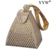 Pyramidenförmige kleine Clutch mit goldenen Abendtaschen, luxuriöse Brautkupplungen, formelle Partykleid-Geldbörse 220818