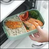 Dinnerware Sets Stainless Steel Cute Lunch Box For Kids Container Storage Boxs Wheat St Material Leak-Proof Japanese Style Bent Mjbag Dhq3R