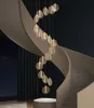 Trap led hanger lampen moderne villa hotel lobby hangende lamp creatief duplex loft roterende lange kroonluchter huizendecoratielamp