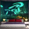Psychedelic Mushroom Tapestry Fantasy Wave Starry Sky Tapiz hippie vägg hängande sovrum vardagsrum hem dekor j220804