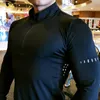 빠른 마른 달리기 셔츠 남자 티셔츠 긴 슬리브 압축 셔츠 체육트 피트니스 스포츠 사이클링 지퍼 셔츠 남자 라쉬 가드 220819