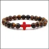 Beaded Strands Tiger Eye Stone Bracelets Bangles Natural Bracelet Cross Drop Delivery 2021 Jewelry Mjfashion Dhpvs