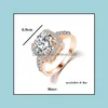 Solitaire Ring For Women Luxury 18K Solid Zircon Gold Engagement Wedding Lovers Couple Set Gemstone Rings Drop Delivery 20 Carshop2006 Dhorg