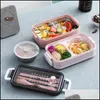 DINING SETS LUNCH Box 304 Roestvrij staal Bento School Kindermedewerker Dubbele laag lunchbox Microwae Verwarming Opslag C MXHOME DHJB0