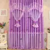 Tenda Tende Romantico Rosa Viola Tende di Pizzo Per Soggiorno Principessa Bambini Camera Da Letto Finestra 50% Blackout Decorazioni di Nozze Tulle 2pcTenda