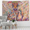 Kleurrijke parelolifant tapijt 3d mozaïekstijl hippie boho muur tapijten mandala stof mat woonkamer decor j220804