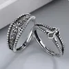 Bröllopsringar kreativa för kvinnor män älskar par ring set vänskapsengagemang band öppen kärlek sun moon trend juvelryding