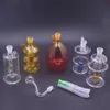 5 Sätze Mini-Glasbong-Wasserpfeifen Shisha mit 10 mm weiblichem, dickem Pyrex-Bong, bunte Handrauchbongs, Rohr mit männlichen Glasölbrennerrohren und Schlauch