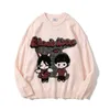 Funny Black Lived Couples Printed Pullover Knitwear Men Oversized Japanese Anime Cartoon Knitted Sweater Women Tops 220819