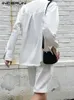 Męskie dresy męskie ustawiają patchwork luźne lapy koszuli z długim rękawem Shorts 2PCS Streetwear 2022 Koreańskie stylowe garnitury Inderun S-5x