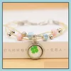 Charm-Armbänder Neues Glas handgemachtes Löwenzahn gewebtes getrocknetes Blumen-Perlen-Armband Frauenschmuck Drop-Lieferung 2021 Lulubaby Dhzek