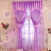 Tenda Tende Romantico Rosa Viola Tende di Pizzo Per Soggiorno Principessa Bambini Camera Da Letto Finestra 50% Blackout Decorazioni di Nozze Tulle 2pcTenda