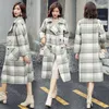 Sweet Plaid Long Coat per donne Widewaisted Wool Coat e Giacca Curnodown Tasche Womter 220819