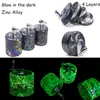 Glow In The Dark Herb Grinder Crusher Accessori per fumatori 55mm OD concavo con manico 4 strati Materiale in lega di zinco Superficie smerigliatrici per tabacco GR404 all'ingrosso