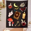 Magic Mushroom Carpet Wall Hanging Witchcraft Moon Starry Graphic Bohemian Tapestries Psychedelic Home Decor Mural J220804