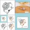 Solitaire Ring For Women Luxury 18K Solid Zircon Gold Engagement Wedding Lovers Couple Set Gemstone Rings Drop Delivery 20 Carshop2006 Dhorg
