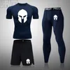 Men's Tracksuits Men's Sparta Conjunto de ginástica Camiseta de calça de meia