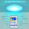 미국 스톡 LED 천장 조명기구 플러시 마운트 마운트 12 인치 30W 스마트 천장 조명 RGB 색상 변경 블루투스 WiFi 앱 제어 2700K-6500K DIMMALE SYNC