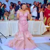 2022 plus size arabic aso ebi rosa sereia vestidos de baile sexy de renda de renda ￠ noite festa formal de segunda recep￧￣o vestidos de noivado de anivers￡rio ZJ540