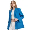 Autumn and spring women s blazer jacket casual solid color double breasted pocket decorative coat 220819