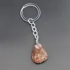 Portachiavi in pietra irregolare di minerale grezzo naturale Gemma di quarzo Fluorite Ametista Pendenti Portachiavi Charms Gioielli fai da te Creazione di portachiavi Accessori