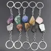 Portachiavi in pietra irregolare di minerale grezzo naturale Gemma di quarzo Fluorite Ametista Pendenti Portachiavi Charms Gioielli fai da te Creazione di portachiavi Accessori