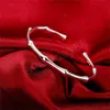 925 Sterling Silver Bambu Joint Opening Cuff Armband Bangles For Women Wedding Engagement Party Fashion Jewelry