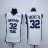 Mens Brigham Young Cougars Jimmer Fredette College Basketball Maglie Vintage White Jersey # 32 Shanghai Sharks Stitched
