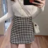 HOUZHOU Gonna da donna di lana di moda coreana Vintage Plaid pied de poule a vita alta A-line Slim Minigonne Autunno Inverno Elegante T220819